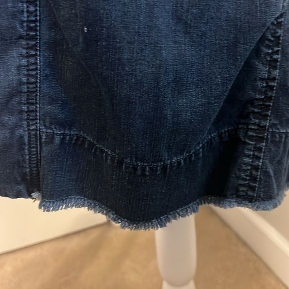 Navy Blue Jean Jacket with Draped Collar - Picture 4 of 5